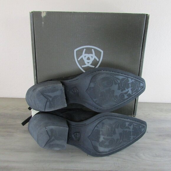 Ariat Women's Layla Western Ankle Boots - Distressed Black Suede - 10046888 - Picture 4 of 4